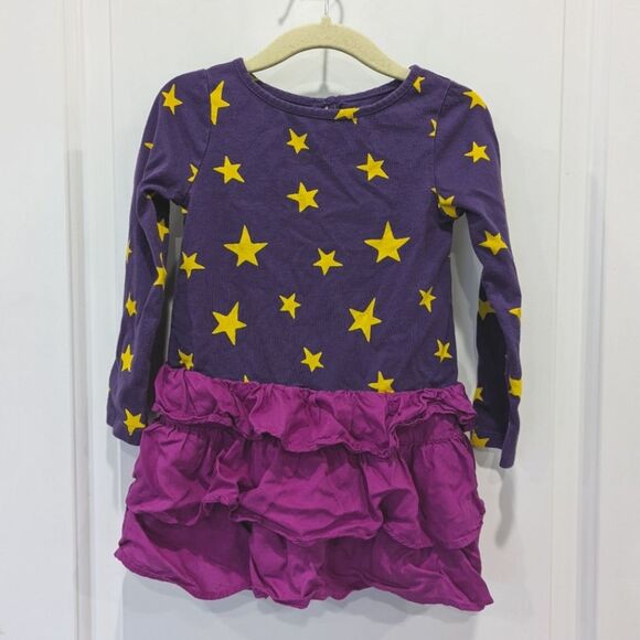 Mini Boden purple yellow ruffle star dress tunic size 18-24mo - Picture 2 of 4
